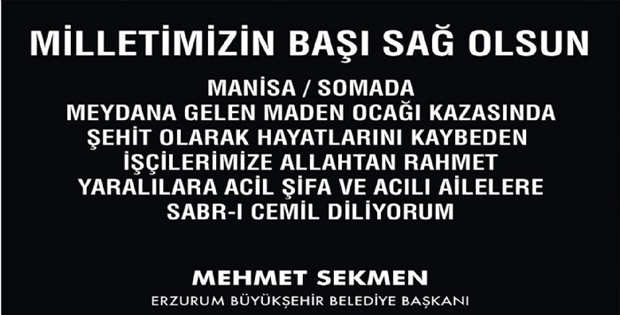 Mehmet Sekmenden SOMA için taziye mesajı
