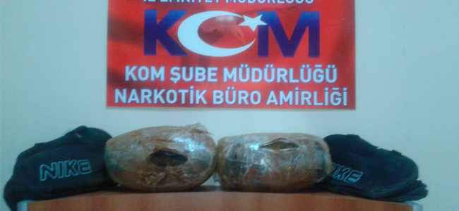 Yolcu otobüsünde 13 kilo esrar ele geçirildi