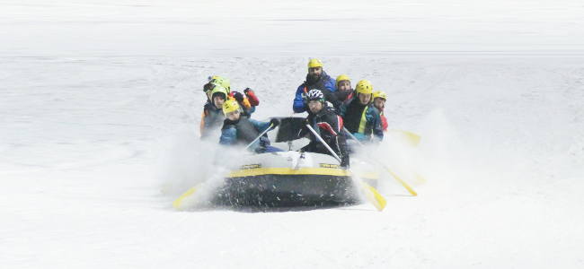 Karda rafting heyecanı