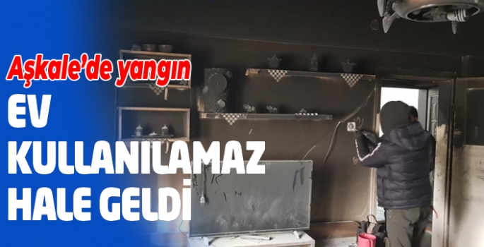 Aşkale’de çıkan yangında ev kullanılamaz hale geldi