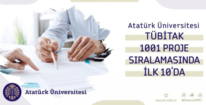 Atatürk Üniversitesi, proje sıralamasında ilk 10’da