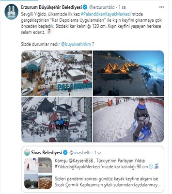 Belediyelerden sosyal medyada kar manzaralı paylaşım