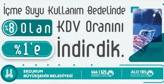 Büyükşehir su kullanımındaki KDV oranını yüzde 1’e indirdi