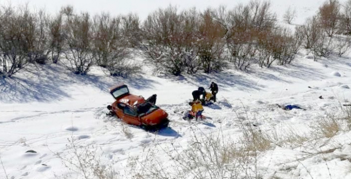 Erzurum’a gelen aile şarampole uçtu