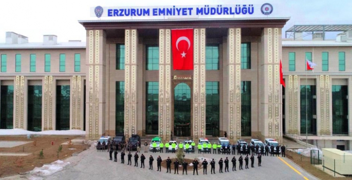 Erzurum polisi harıl harıl