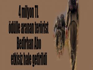 4 milyon TL ödülle aranan terörist Bedirhan Abo etkisiz hale getirildi