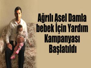 Ağrılı Asel Damla bebek İçin Yardım Kampanyası Başlatıldı