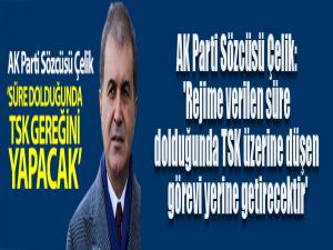 AK Parti Sözcüsü Çelik: 'Rejime verilen süre dolduğunda TSK üzerine düşen görevi yerine getirecektir'
