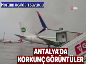 Antalya Havalimanı'nda hortum böyle görüntülendi