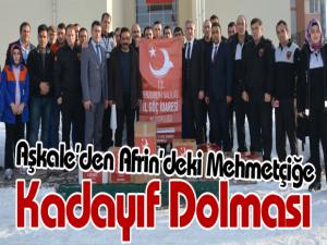 Aşkaleden Afrin'deki Mehmetçiğe kadayıf dolması 