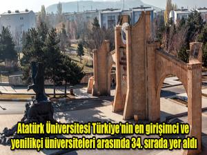 Atatürk Üniversitesi Türkiyenin en girişimci ve yenilikçi üniversiteleri arasında 34. sırada yer aldı