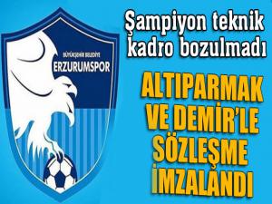 B.B. Erzurumspor, Teknik Direktör Altıparmak ve Sportif Direktör Demir ile sözleşme imzaladı