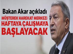 Bakan Akar: ABD ile Müşterek Harekat Merkezi haftaya çalışmaya başlayacak