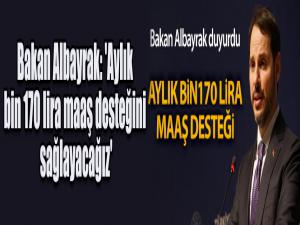 Bakan Albayrak: 'Aylık bin 170 lira maaş desteğini sağlayacağız'