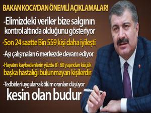 Bakan Koca: 'Elimizdeki veriler bize salgının kontrol altında olduğunu gösteriyor'