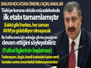 Bakan Koca: 'Türkiye korona virüsle mücadelesinde ilk etabı tamamlamıştır'