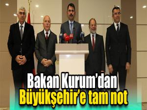 Bakan Kurumdan Büyükşehire tam not