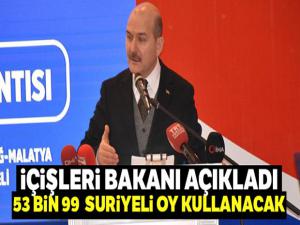 Bakan Soylu: 'Seçimde oy kullanacak Suriyeli sayısı 53 bin 99'dur'