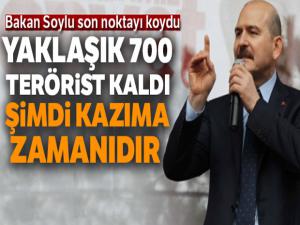 Bakan Soylu: 'Yaklaşık 700 terörist kaldı, şimdi kazıma zamanıdır'