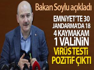 Bakan Süleyman Soylu: 'Emniyet'te 30, Jandarma'da 18, 4 kaymakam ve bir valinin virüs testi pozitif çıktı'