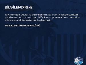 BB Erzurumspor'da iki futbolcunun korona virüs testi pozitif çıktı