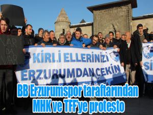 BB Erzurumspor taraftarından MHK ve TFFye protesto