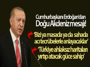 Cumhurbaşkanı Erdoğan'dan Doğu Akdeniz mesajı: 'Türkiye ahlaksız haritaları yırtıp atacak güce sahip'
