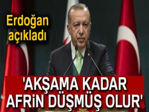 Cumhurbaşkanı Erdoğan: 'Temenni ederim ki akşama kadar Afrin düşmüş olur'