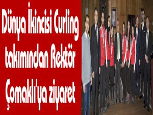 Dünya İkincisi Curling takımından Rektör Çomaklıya ziyaret