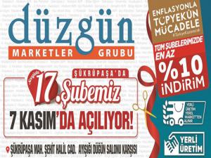 Düzgün Marketler Grubu 17.şubesini 7.Kasım'da açıyor