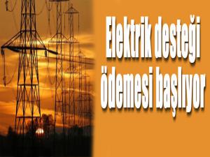 Elektrik desteği ödemesi başlıyor