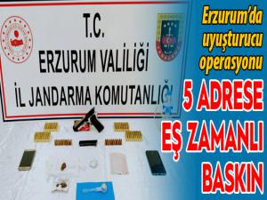 Erzurumda 5 adrese eş zamanlı uyuşturucu operasyonu