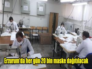 Erzurum'da her gün 20 bin maske dağıtılacak