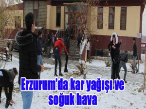 Erzurumda kar yağışı ve soğuk hava
