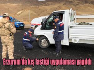 Erzurum'da kış lastiği uygulaması yapıldı
