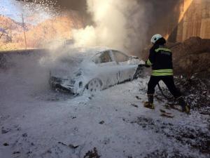Erzurum'da köprüden uçan otomobil yandı: 1 yaralı