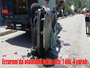 Erzurumda otomobil takla attı: 1 ölü, 4 yaralı