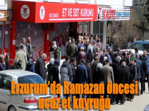Erzurumda Ramazan öncesi ucuz et kuyruğu