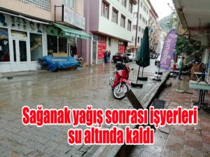 Erzurumda sağanak yağış sonrası iş yerleri su altında kaldı