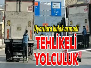 Erzurumda tehlikeli yolculuk