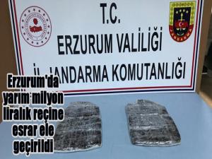 Erzurum'da yarım milyon liralık reçine esrar ele geçirildi