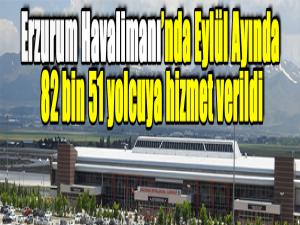 Erzurum Havalimanında Eylül Ayında 82 bin 51 yolcuya hizmet verildi