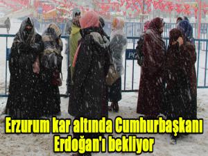 Erzurum kar altında Cumhurbaşkanı Erdoğan'ı bekliyor