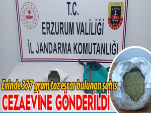 Evinde 377 gram toz esrar bulunan şahıs ceza evine gönderildi