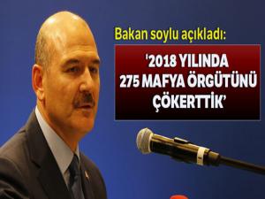 İçişleri Bakanı Soylu: '2018 yılında 275 mafya örgütünü çökerttik'