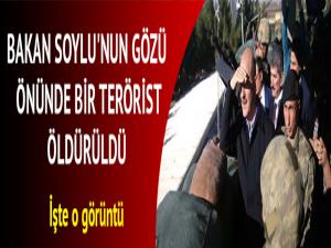 İçişleri Bakanı Soylunun Suriye sınırındaki incelemesi sırasında bir terörist öldürüldü