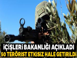 İçişleri Bakanlığı: '50 terörist etkisiz hale getirildi'