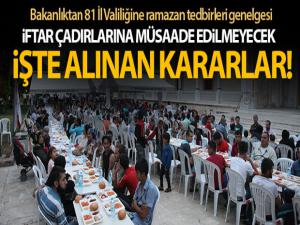 İçişleri Bakanlığından 81 İl Valiliğine Ramazan tedbirleri genelgesi