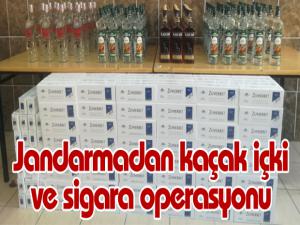 Jandarmadan kaçak içki ve sigara operasyonu