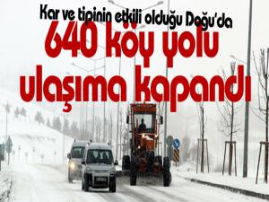 Kar ve tipinin etkili olduğu Doğuda 640 köy yolu ulaşıma kapandı